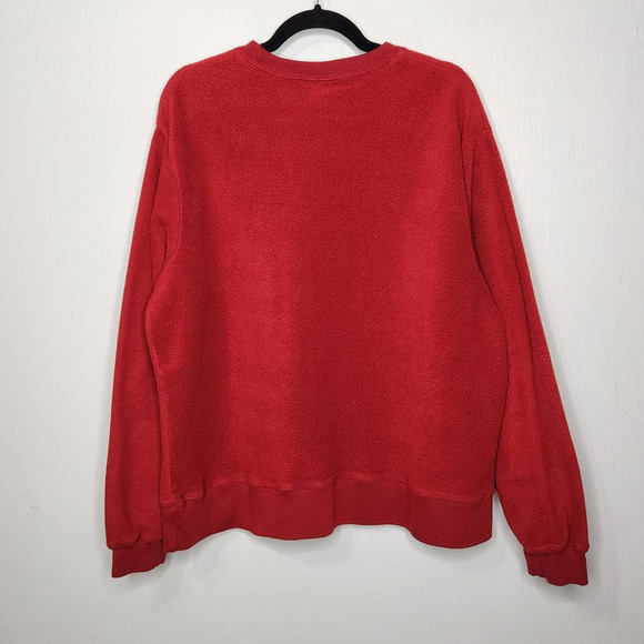 Vintage Mickey Mouse Disney Fleece Crewneck Sweatshirt Red Large Oversized - Picture 6 of 7